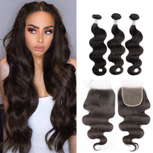 Load image into Gallery viewer, Ghair 100% Virgin Human Hair 3 Bundles With 5x5 HD Lace Closure 12A Body Wave Hair Brazilian Hair
